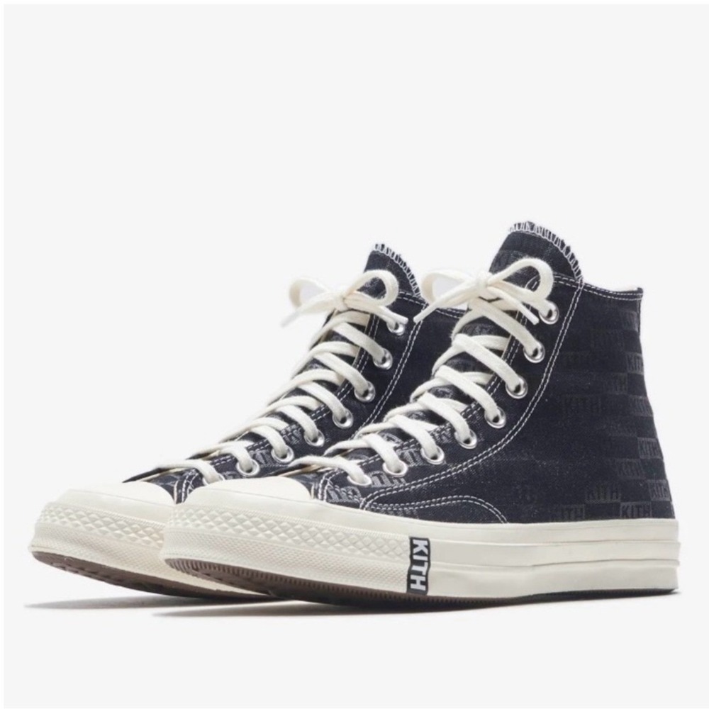 Kith x Converse Chuck 70 Hi Monogram Black Canvas Sneakers Women 9 / Men 7